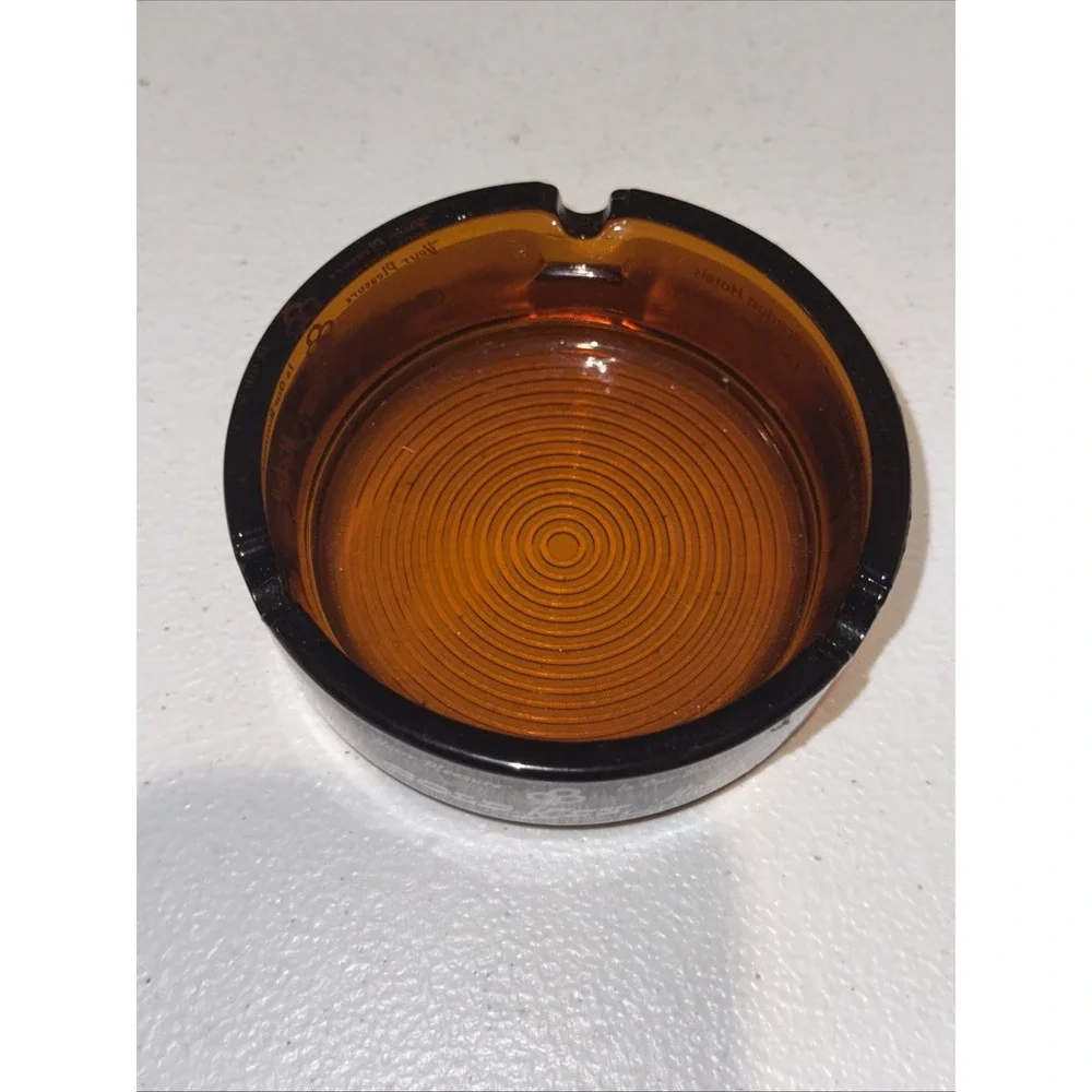 Gold Key Motel Smoky Glass Ashtray  Vintage Motel Barware 3.5
